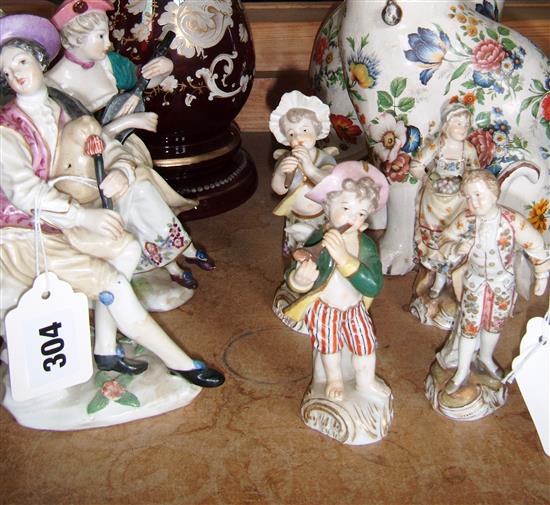 Six German porcelain figures, 19th century